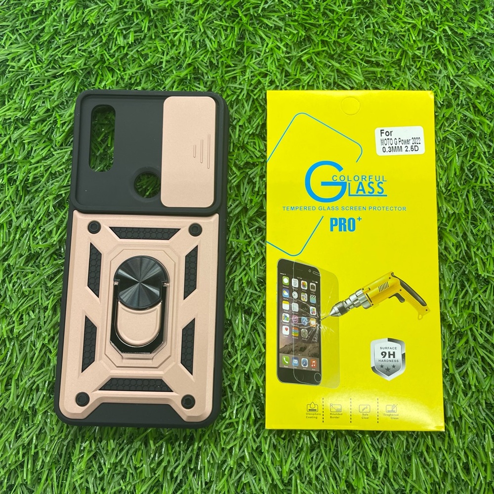 Moto G Pure Magnetic ring stand case w/ glass
